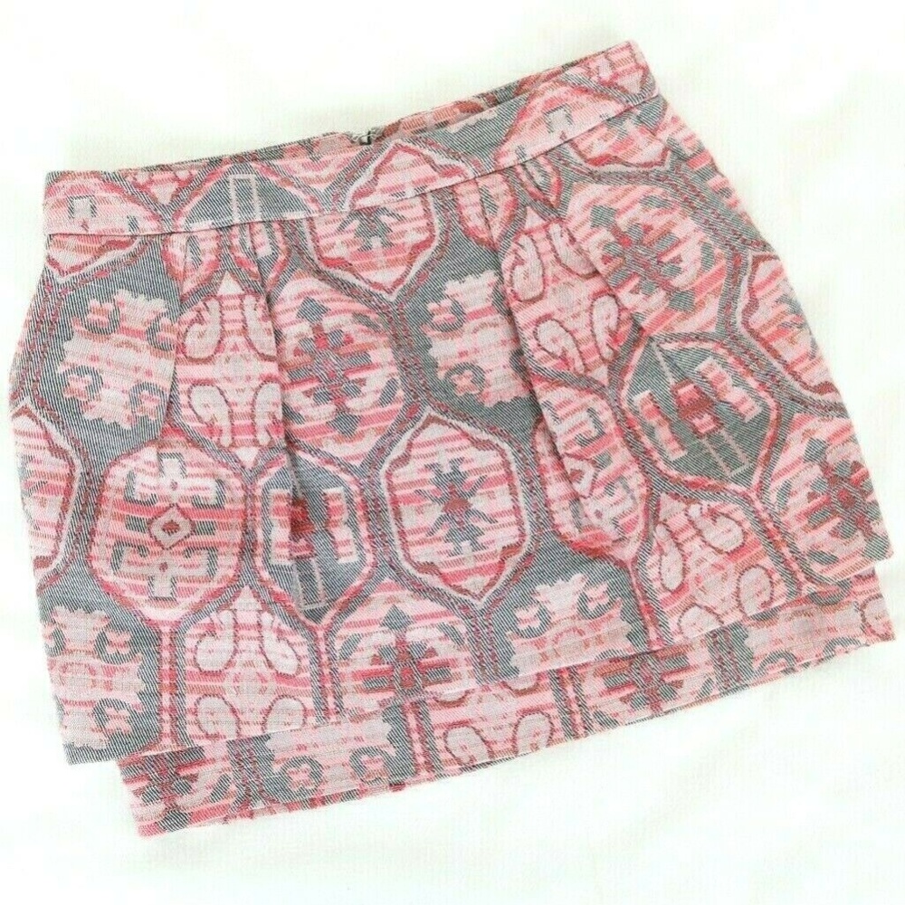 Maje Loupita Jacquard Layered Mini Skirt w Pockets